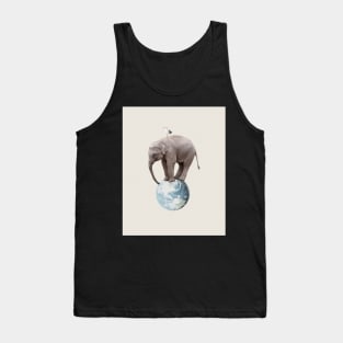 Elephant and gull on Earth planet Tank Top